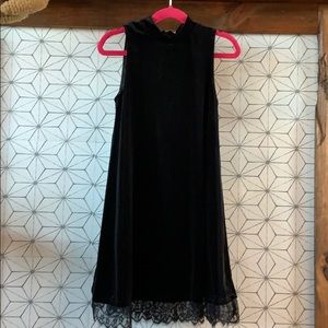 Girls black velvet dress with crew neck